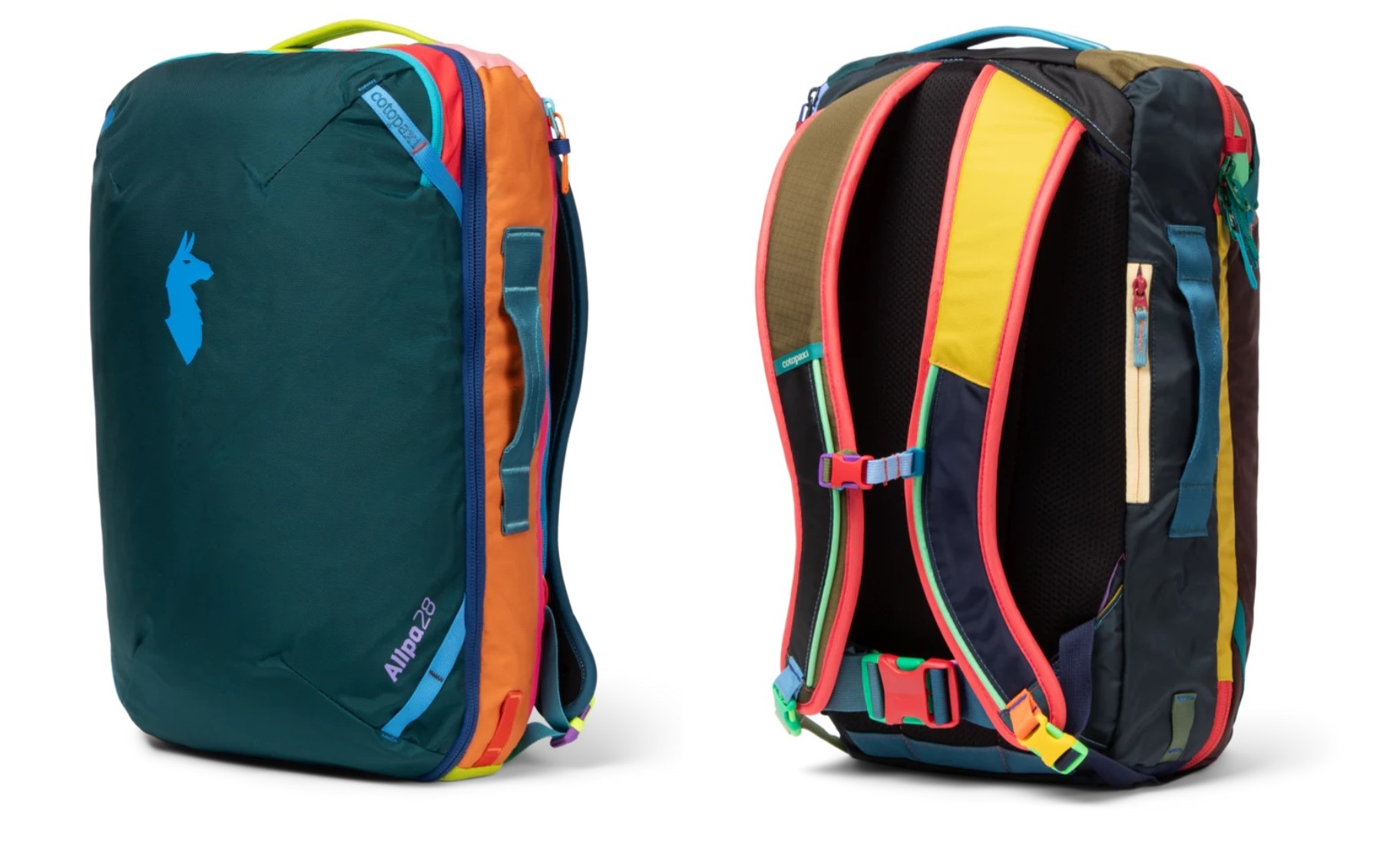 Foto van Cotopaxi Allpa 28 liter voorkant en achterkant van rugtas