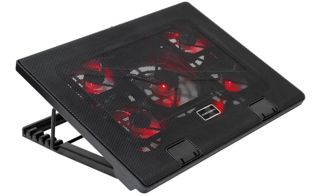 laptop koeler met rood licht