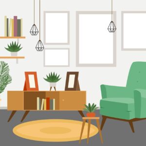 illustratie modern ingerichte woonkamer