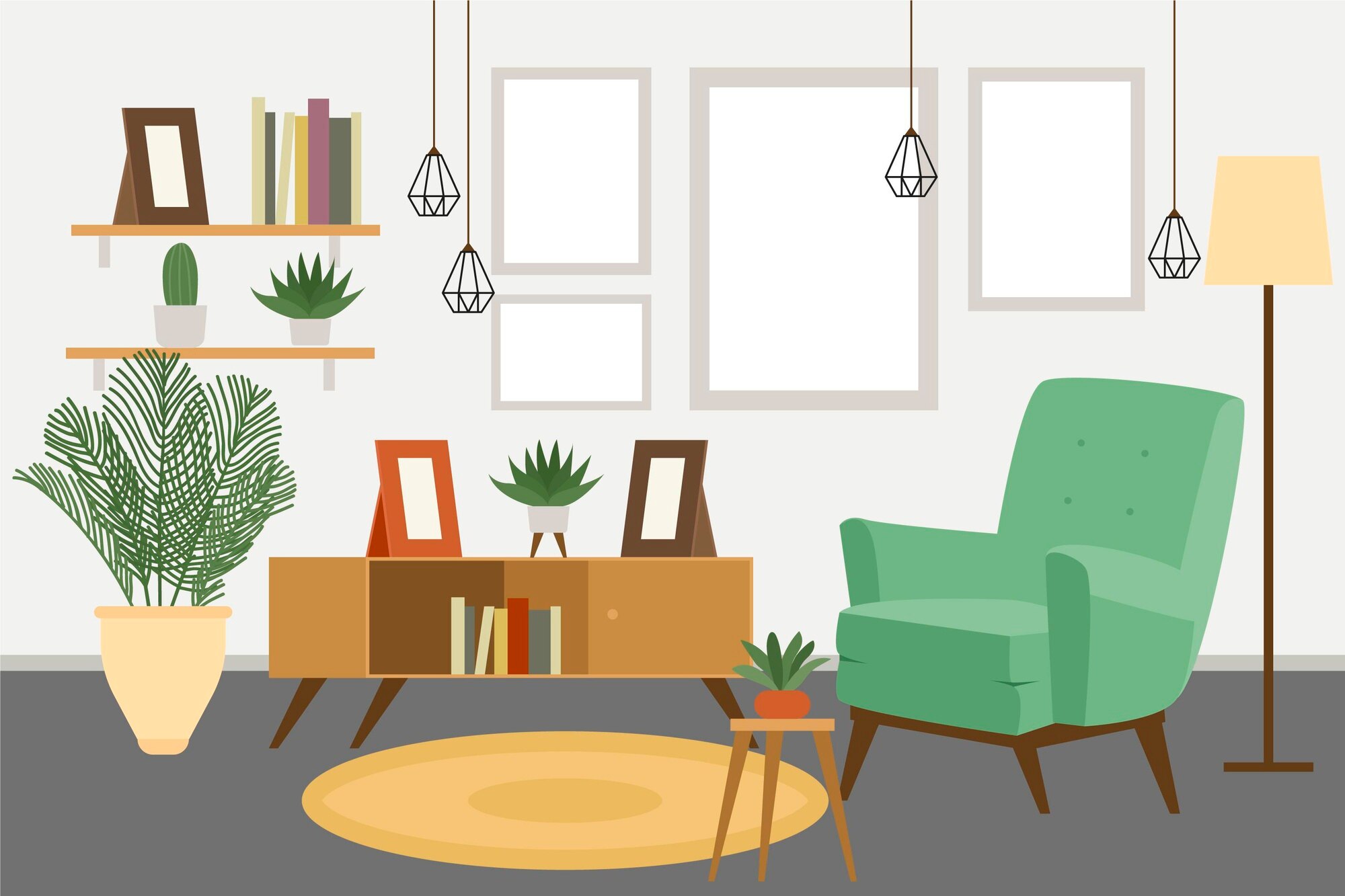 illustratie modern ingerichte woonkamer